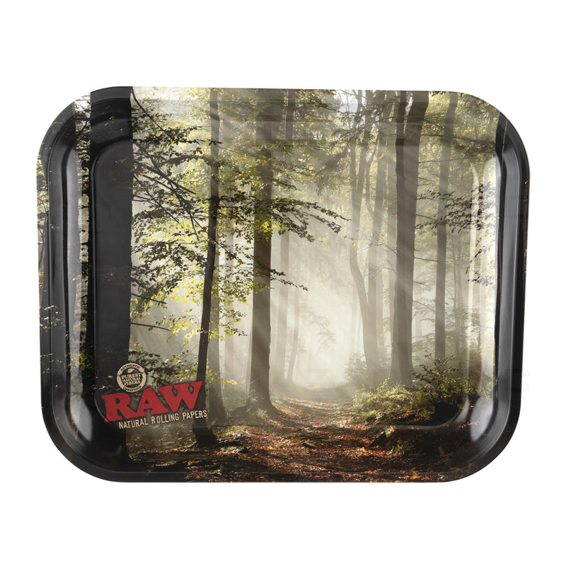 Raw® | Rolling Tray - Smokey Forest | Metal - Various Sizes Rolling Tray Biohazard Inc 14in x 11in - Large  