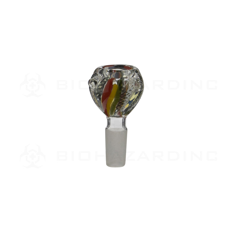 Bowl | Lattacino Rasta Stripe White Swirl Bowls | 14mm - Rasta Glass Bowl Biohazard Inc   