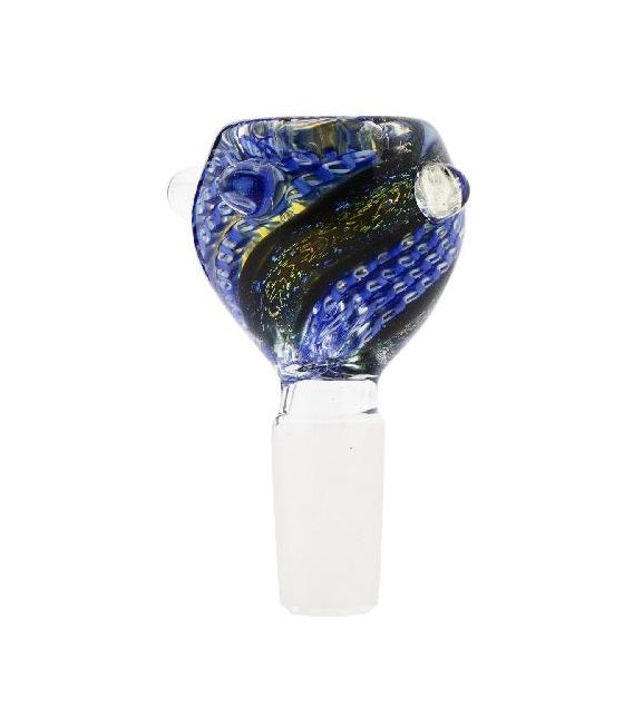 Bowl | Dichroic Glass Striped Bowl | 14mm - Assorted Colors Glass Bowl Biohazard Inc   