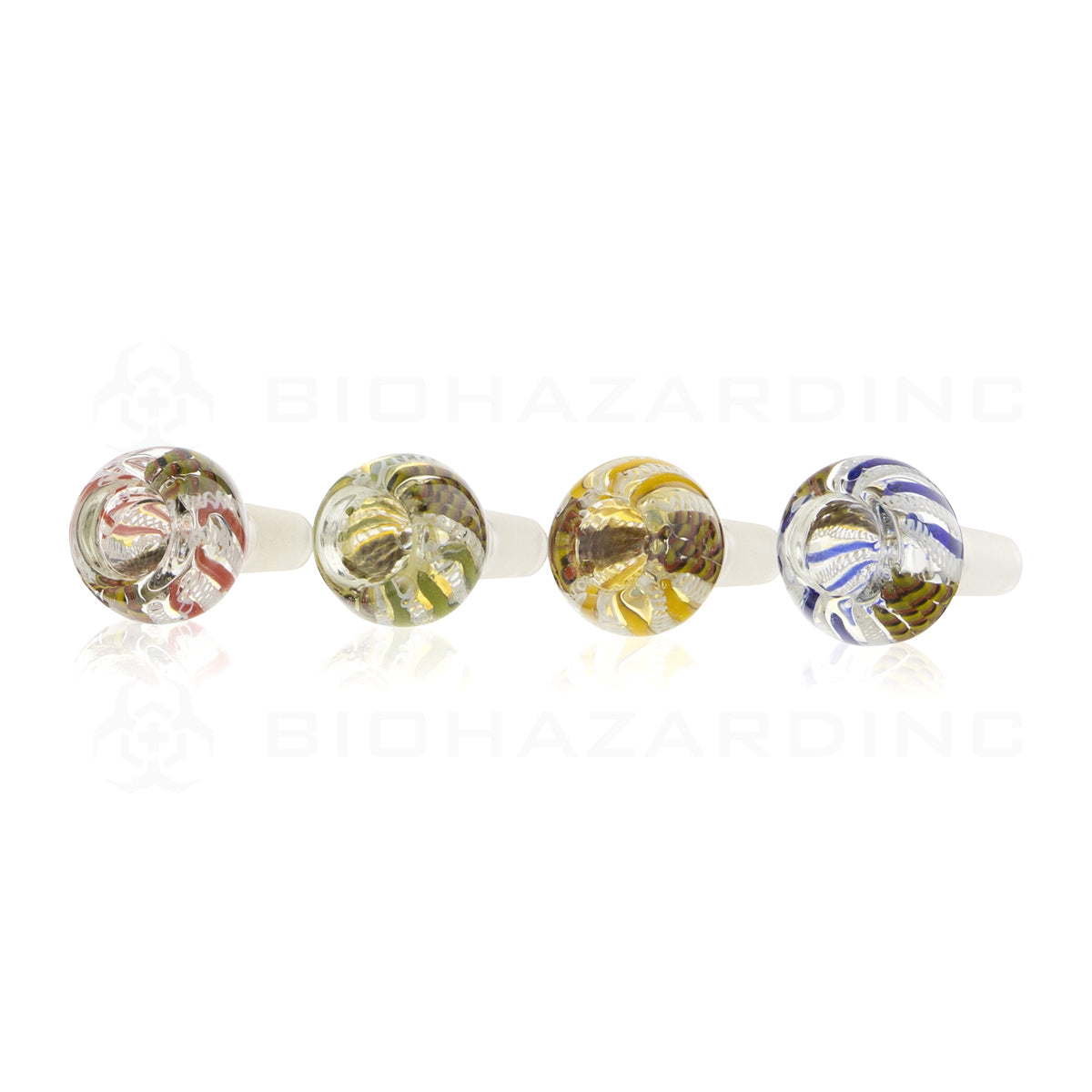 Bowl | Intertwined Lines Glass Bowls | 14mm - Assorted Colors - 5 Count Glass Bowl Biohazard Inc   