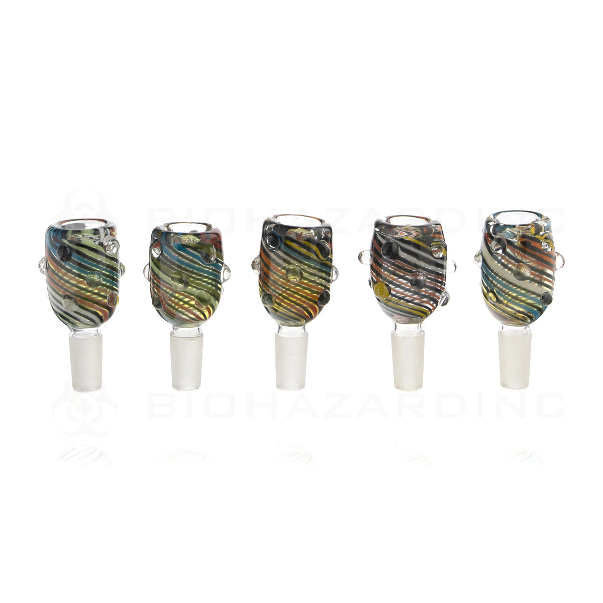 Bowl | Swirl Marbles Tall Glass Bowls | 14mm - Assorted Colors - 5 Count Glass Bowl Biohazard Inc   