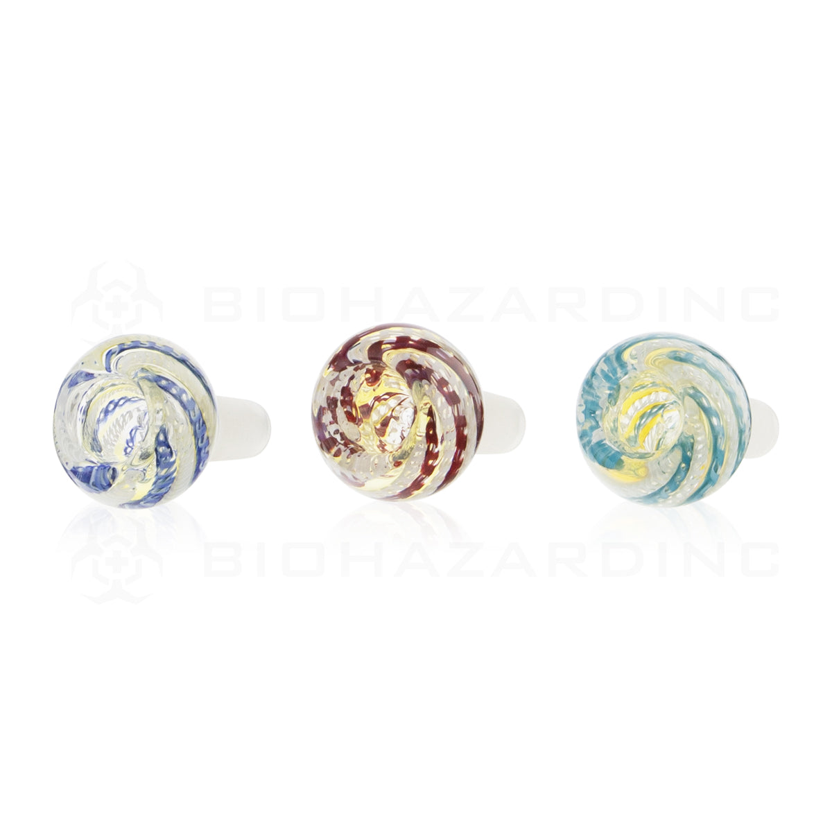 Bowl | Intertwined Zigzag Bowls | 14mm - Assorted Colors - 5 Count Glass Bowl Biohazard Inc   