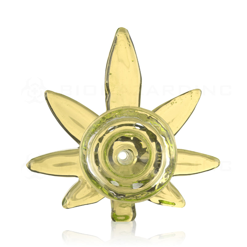 Bowl | Marijuana Leaf Bowl | 14mm - Various Colors Glass Bowl Biohazard Inc Amber  