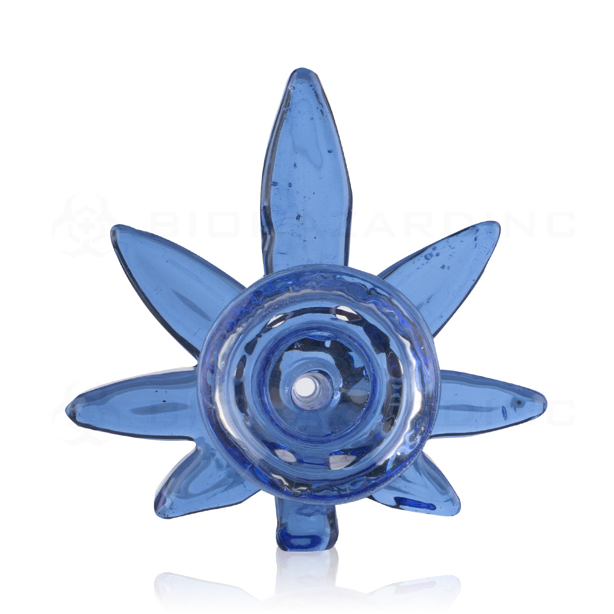 Bowl | Marijuana Leaf Bowl | 14mm - Various Colors Glass Bowl Biohazard Inc Blue  