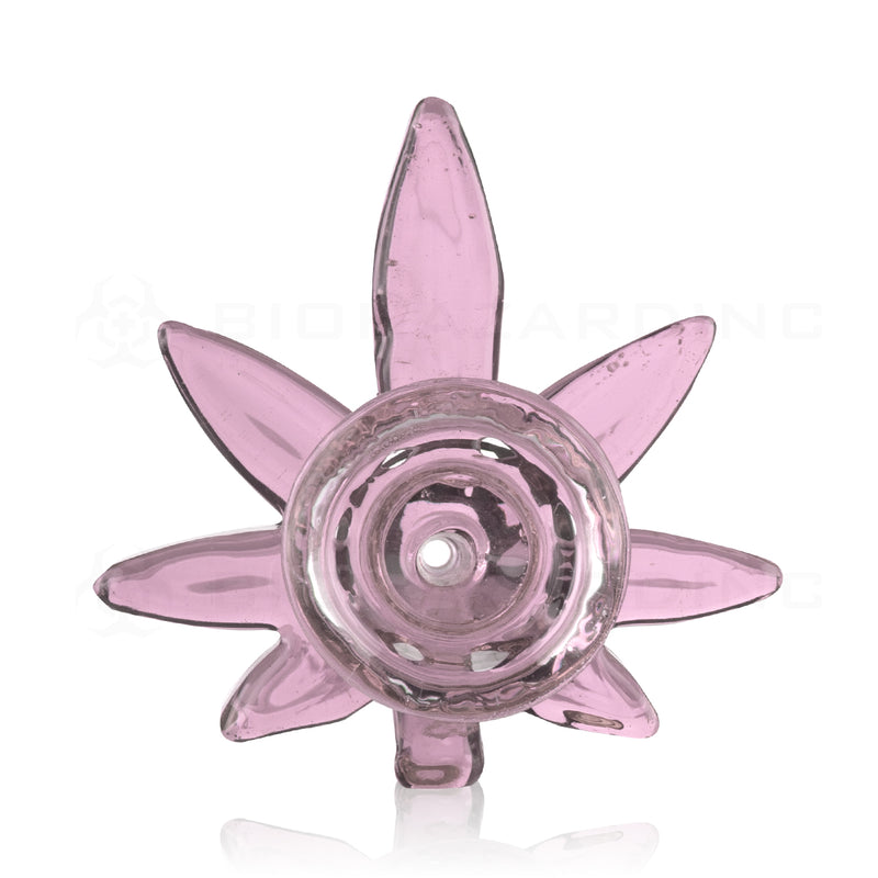Bowl | Marijuana Leaf Bowl | 14mm - Various Colors Glass Bowl Biohazard Inc Pink  
