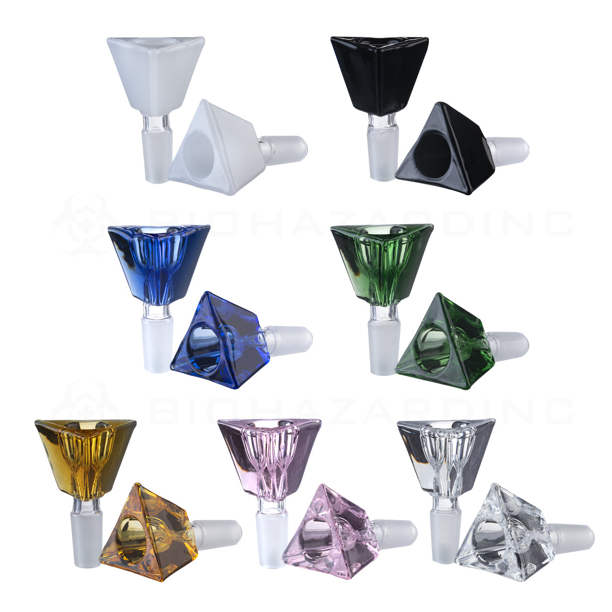 Bowl | Triangle Bowl | 14mm - Assorted Colors - 14 Count Glass Bowl Biohazard Inc   