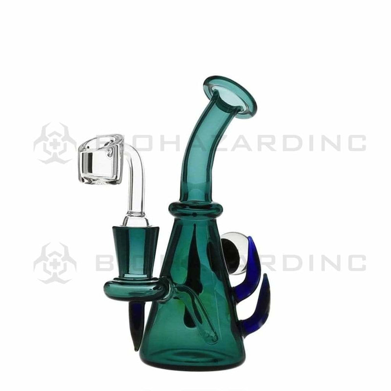 Dab Rig | Diffused w/ Horns and Marble Banger Hanger Beaker w/ Banger | 6" - 14mm - Various Colors Glass Dab Rig Biohazard Inc Lake Green  