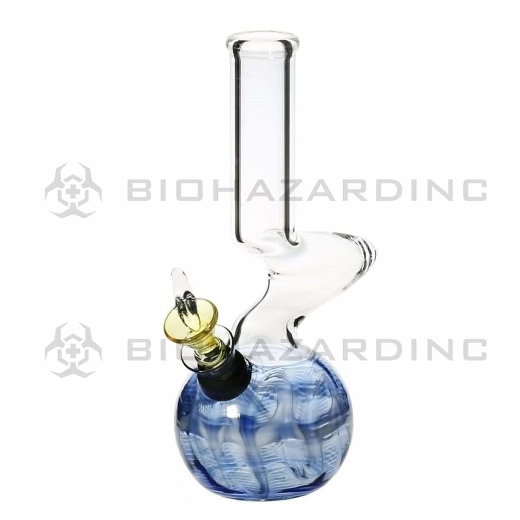 Wrap & Rake | Elbow Water Pipe w/ Slider Bowl | 6" - Slide - Various Colors Glass Bong Biohazard Inc Blue  