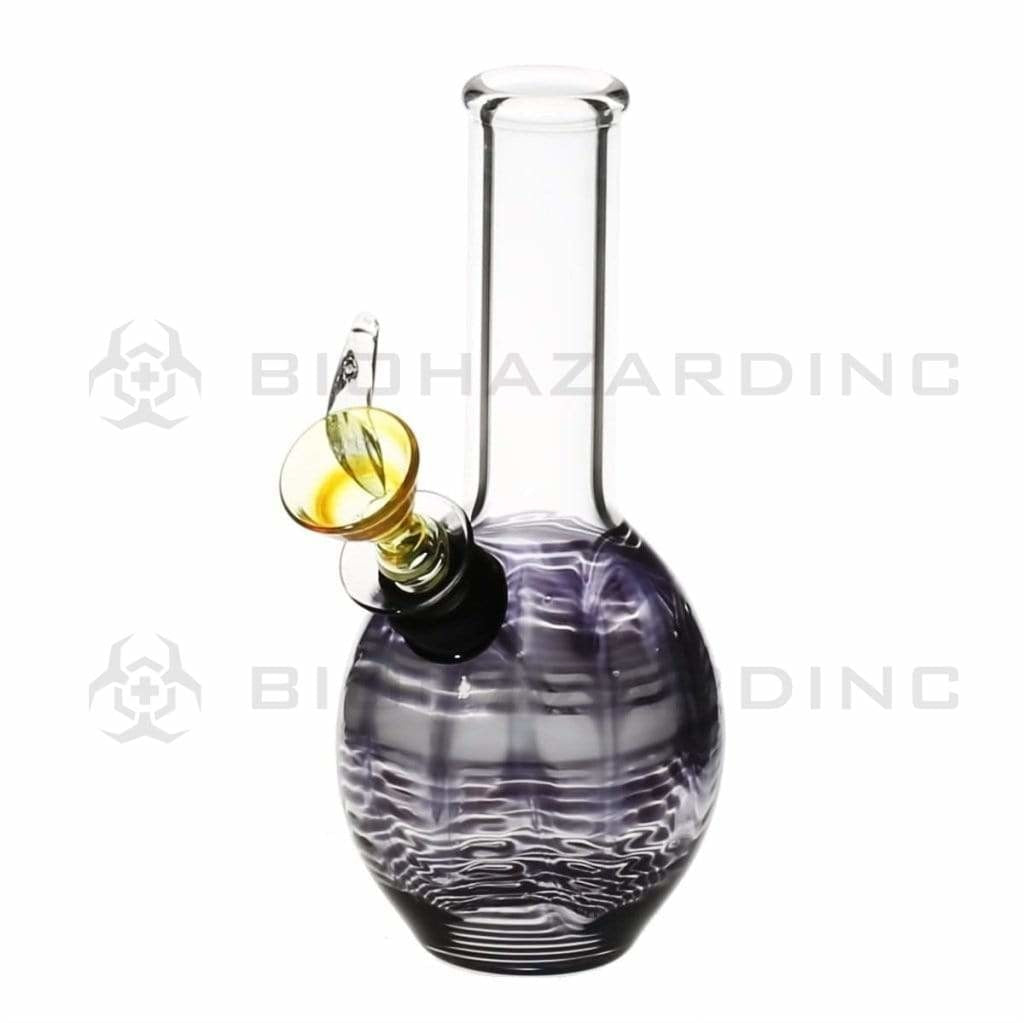 Wrap & Rake | Mini Oval Chamber Water Pipe | 6" - Slide - Various Colors Glass Bong Biohazard Inc Black  