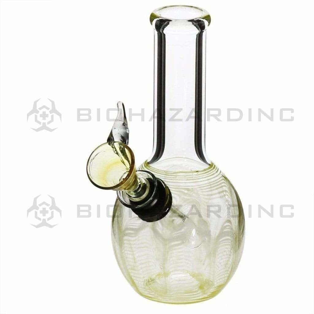 Wrap & Rake | Mini Oval Chamber Water Pipe | 6" - Slide - Various Colors Glass Bong Biohazard Inc Yellow  