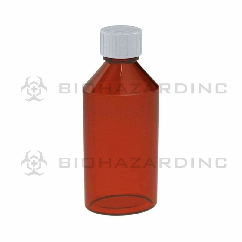 Child Resistant | Oval Bottles w/ Caps | Various Colors - 6oz - 100 Count Oval Bottles Biohazard Inc Amber  