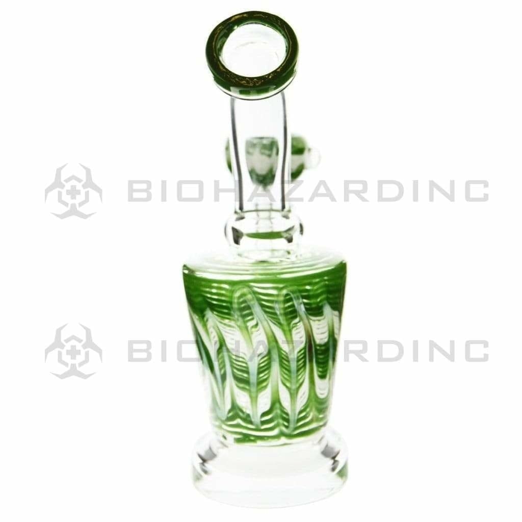 Wrap & Rake | Bent Neck Tapered Glass Water Pipe | 6" - 14mm - Various Colors Glass Bong Biohazard Inc   