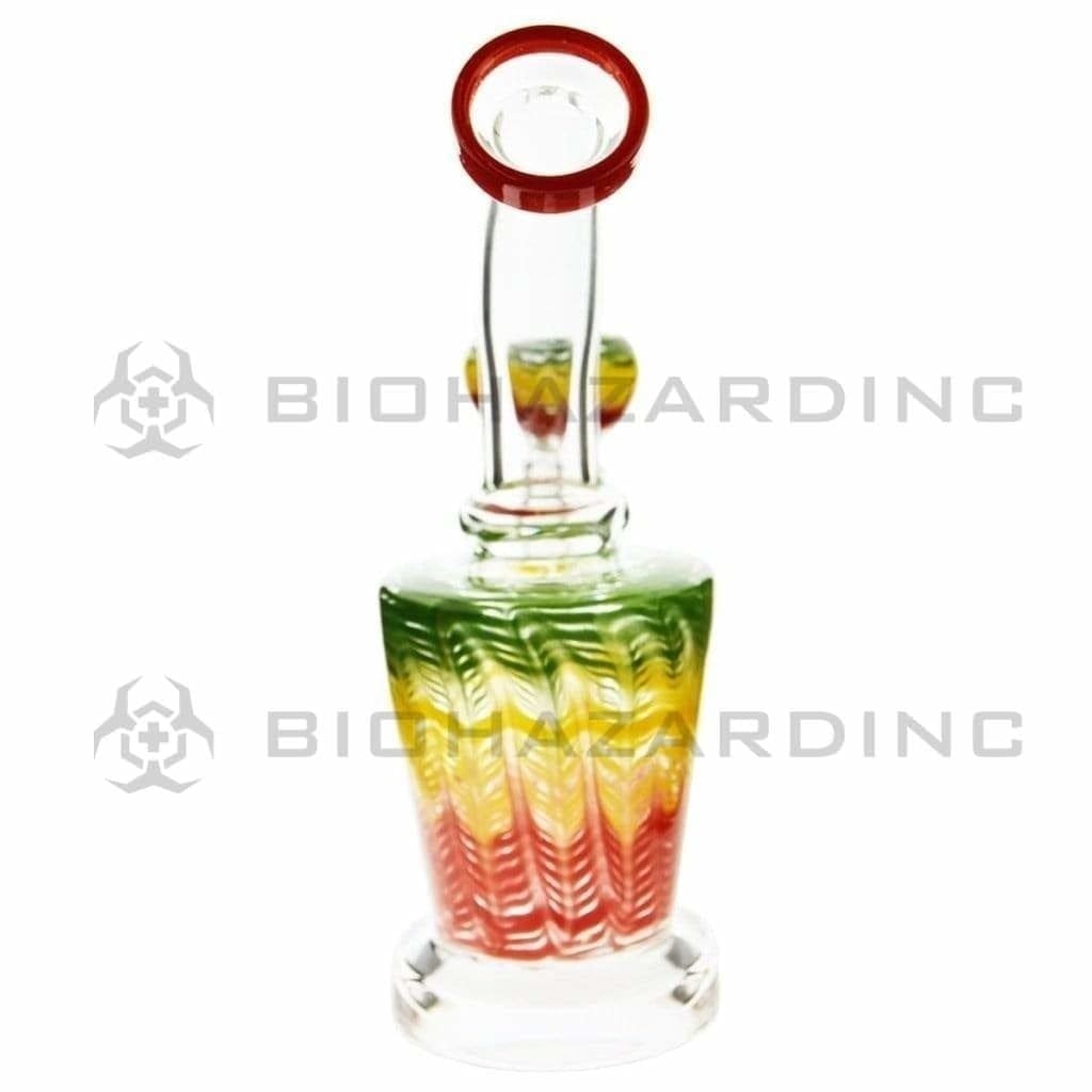 Wrap & Rake | Bent Neck Tapered Glass Water Pipe | 6" - 14mm - Various Colors Glass Bong Biohazard Inc   