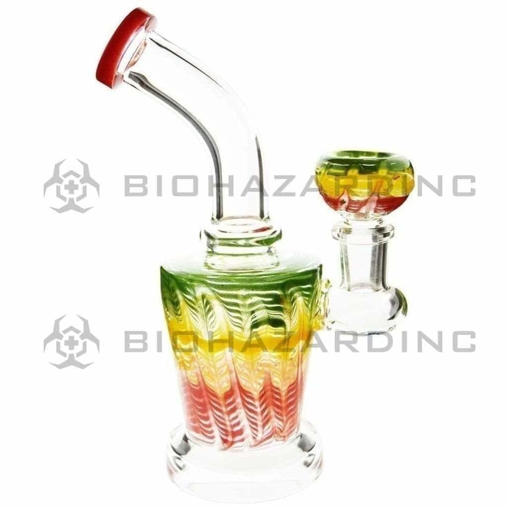 Wrap & Rake | Bent Neck Tapered Glass Water Pipe | 6" - 14mm - Various Colors Glass Bong Biohazard Inc Rasta  