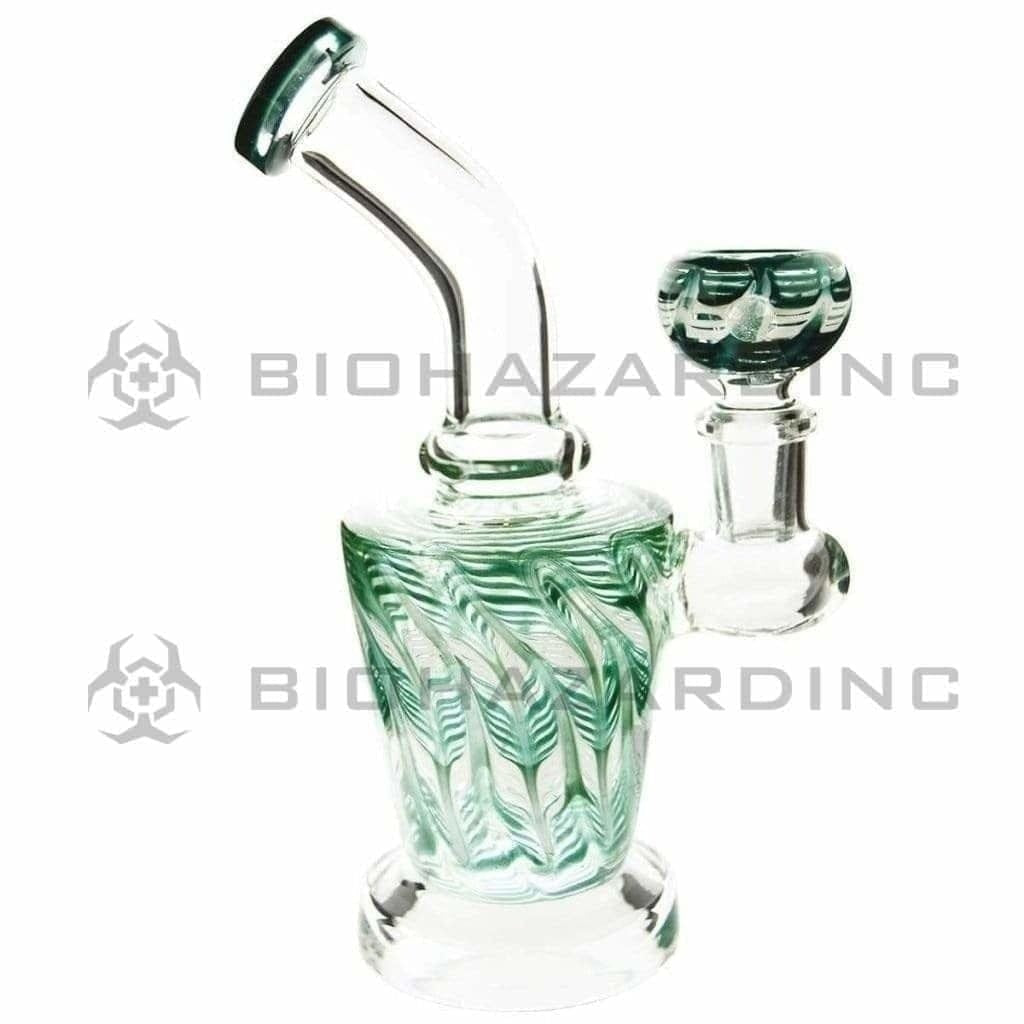Wrap & Rake | Bent Neck Tapered Glass Water Pipe | 6" - 14mm - Various Colors Glass Bong Biohazard Inc Turquoise  