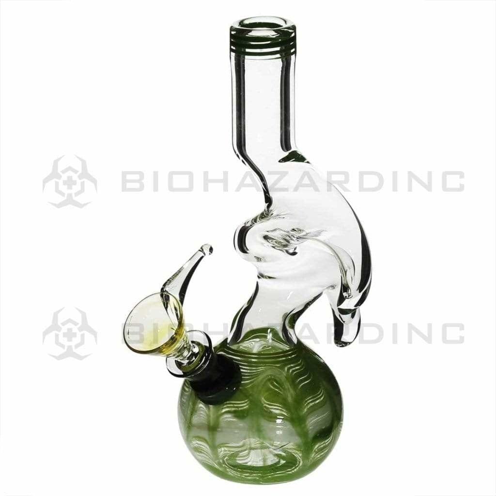 Water Pipe | Two Hook Water Pipe w/ Slide | 6" - Slide - Various Colors Glass Bong Biohazard Inc Green  