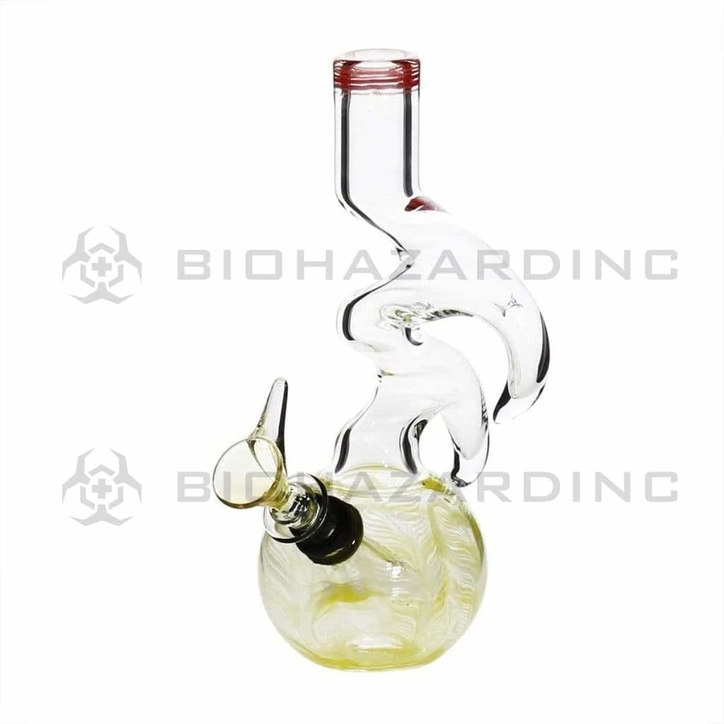 Water Pipe | Two Hook Water Pipe w/ Slide | 6" - Slide - Various Colors Glass Bong Biohazard Inc Yellow  