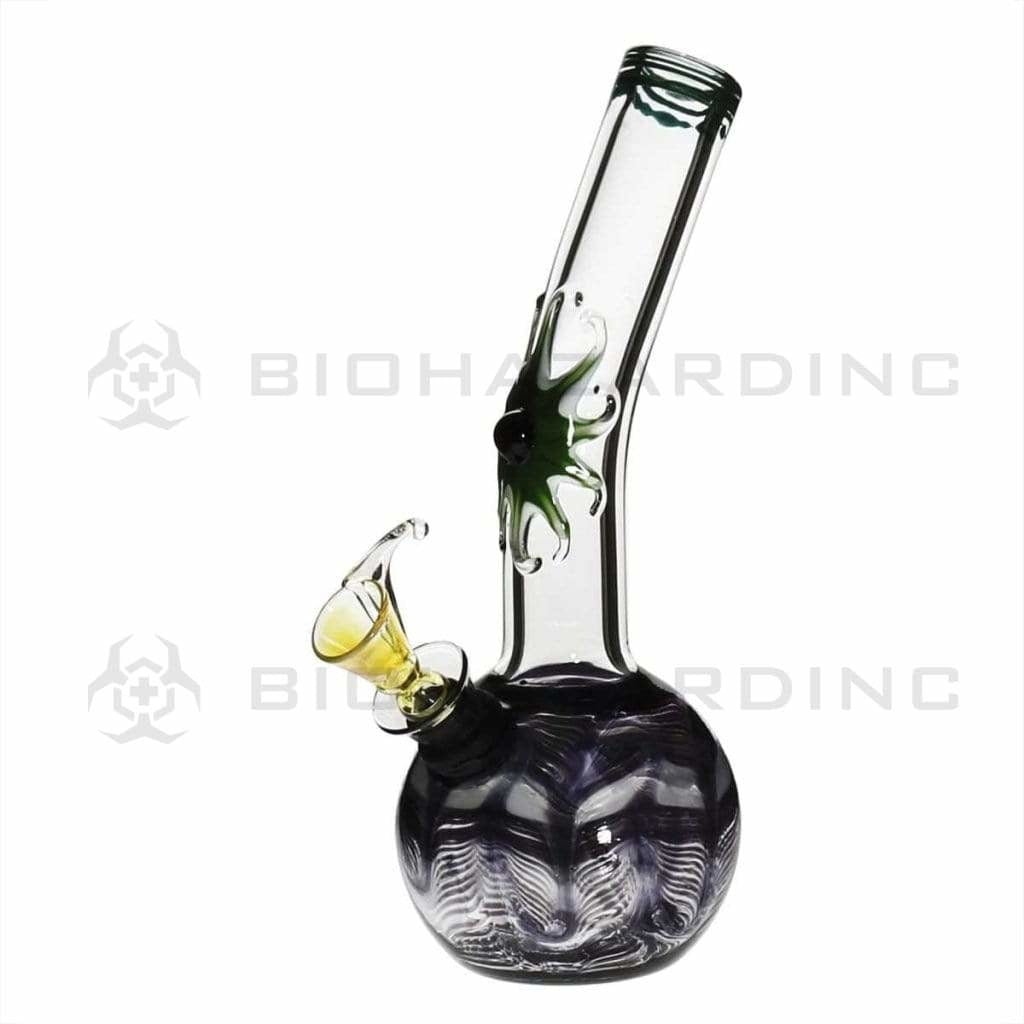 Wrap & Rake | Marble Sunburst Glass Water Pipe w/ Slider Bowl | 7" - Slide - Various Colors Glass Bong Biohazard Inc Black  
