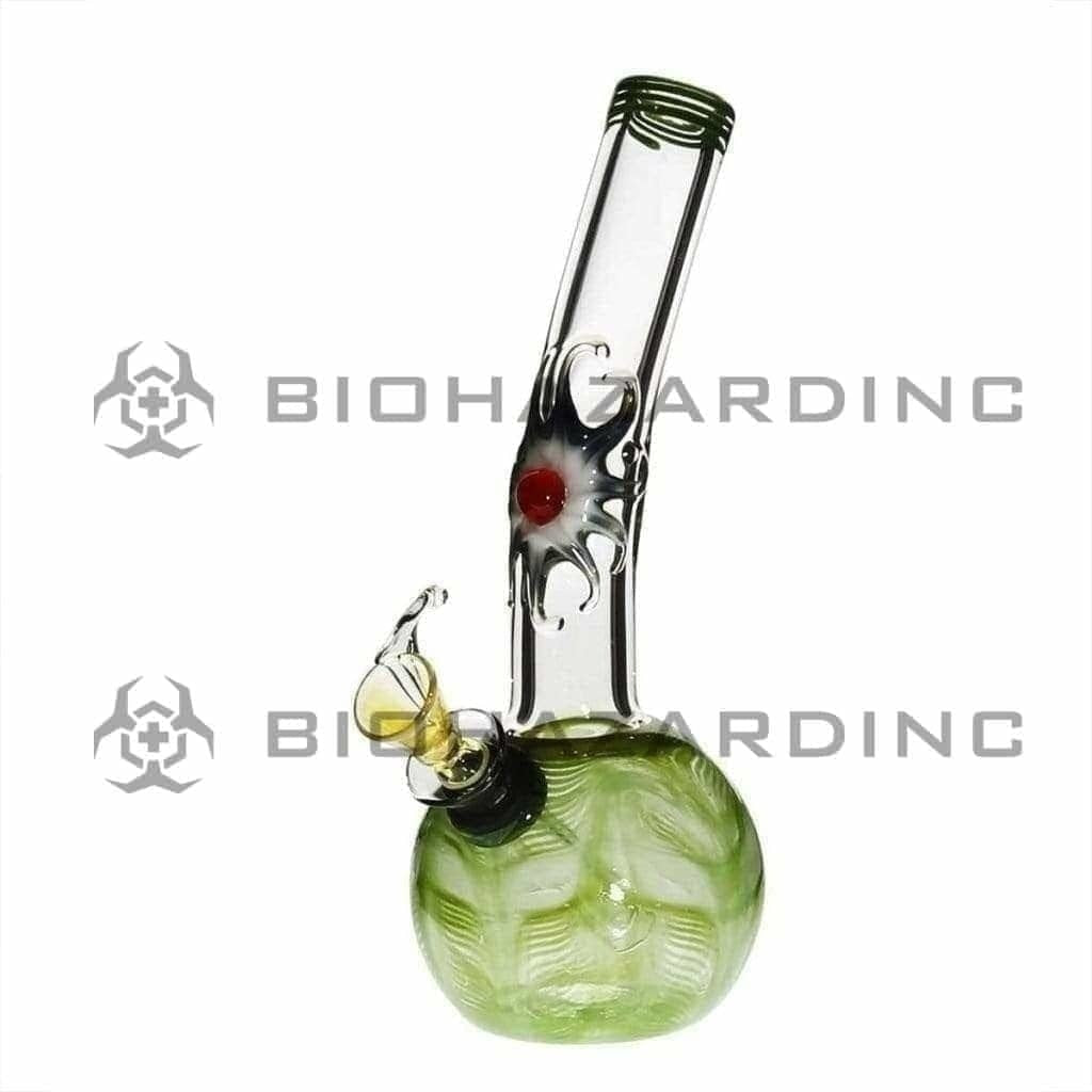 Wrap & Rake | Marble Sunburst Glass Water Pipe w/ Slider Bowl | 7" - Slide - Various Colors Glass Bong Biohazard Inc Green  