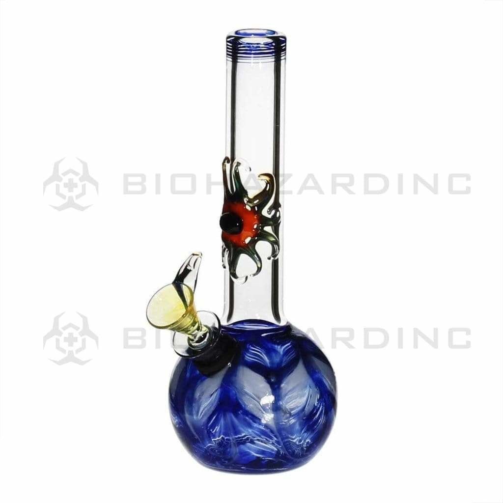 Wrap & Rake | Artistic Sphere Water Pipe w/ Slider Bowl | 7" - Slide - Various Colors Glass Bong Biohazard Inc Blue  