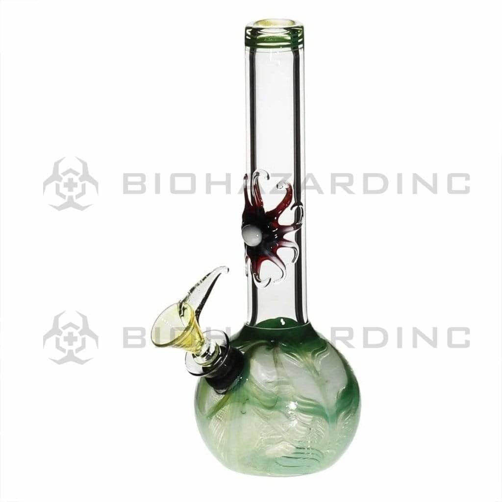Wrap & Rake | Artistic Sphere Water Pipe w/ Slider Bowl | 7" - Slide - Various Colors Glass Bong Biohazard Inc Green  