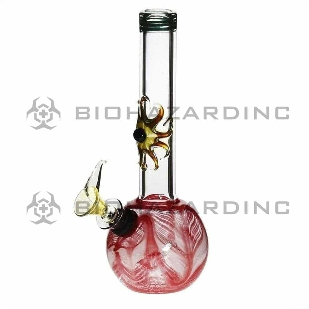 Wrap & Rake | Artistic Sphere Water Pipe w/ Slider Bowl | 7" - Slide - Various Colors Glass Bong Biohazard Inc Red  