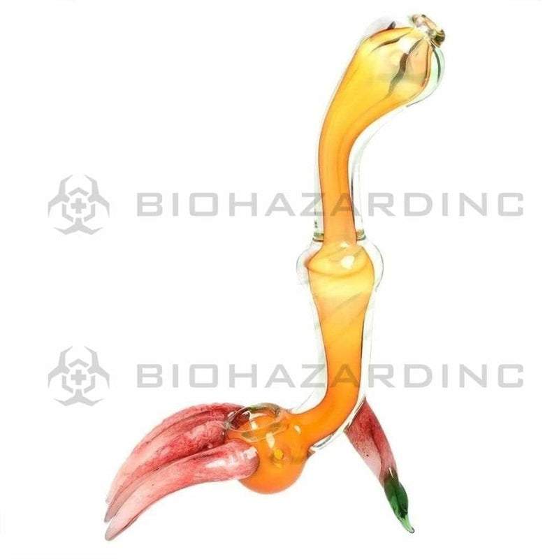 Novelty | Bird's Leg Glass Sherlock | 7" - Glass - Amber Novelty Hand Pipe Biohazard Inc   