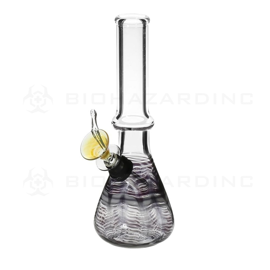 Wrap & Rake | Ring Beaker Glass Water Pipe w/ Slider Bowl | 7" - Slide - Various Colors Glass Bong Biohazard Inc Black  