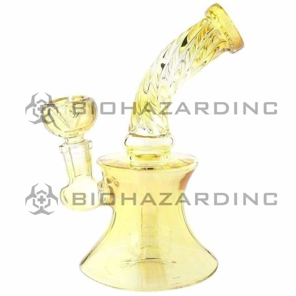 Water Pipe | Compact Fumed Twist Stemless Water Pipe | 7" - 14mm - Yellow Glass Bong Biohazard Inc   