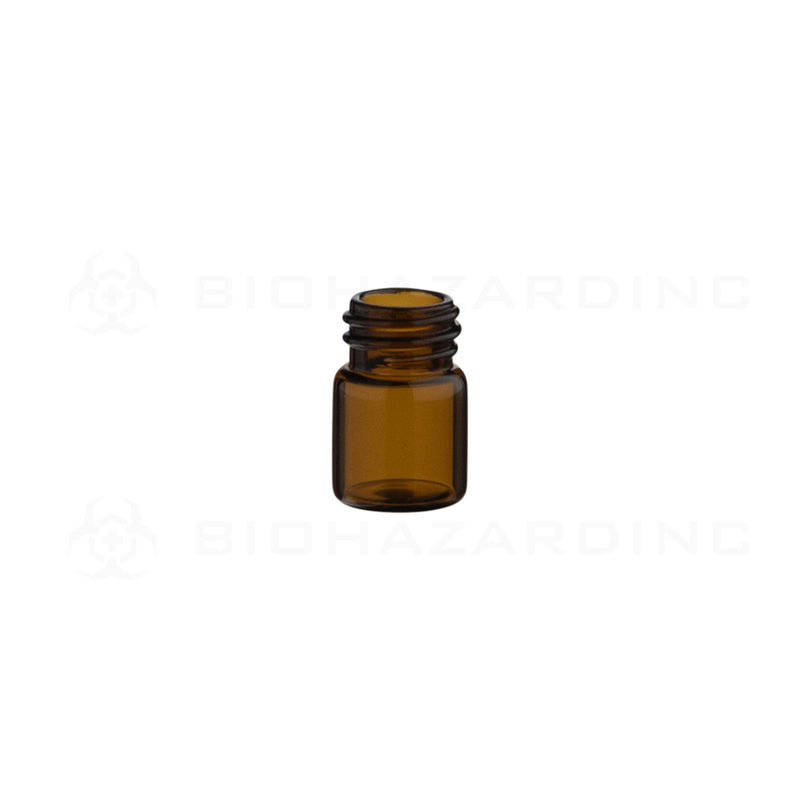 Glass Vials | Amber Glass Vial | 13mm - 1/2 Dram - 144 Count Glass Vial Biohazard Inc   