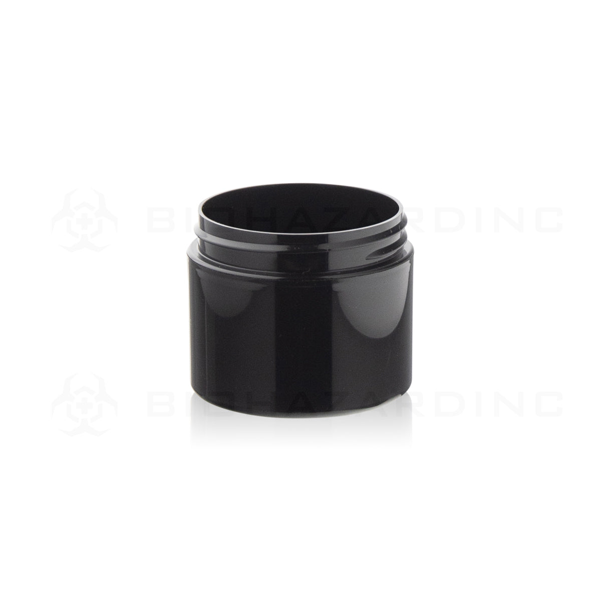 Plastic Jar | Straight Sided Plastic Jars - Black | 58mm - 2oz - 660 Count Plastic Jar Biohazard Inc   