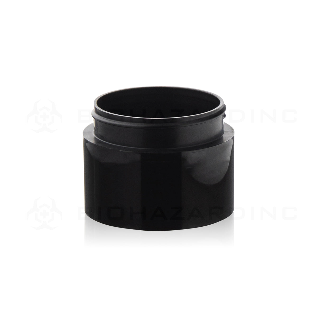 Plastic Jar | Straight Sided Plastic Jars - Black | 63mm - 3oz - 385 Count Plastic Jar Biohazard Inc   