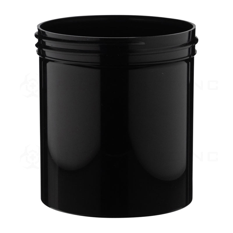 Plastic Jar | Wide Mouth Straight Sided Black Jars w/ Child Resistant Caps | 89mm - 16oz - 205 Count Plastic Jar Biohazard Inc   
