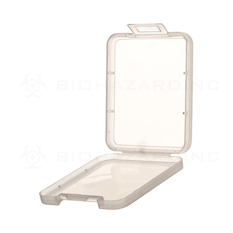 Flat Container | Hinged Lid Slim Shatter Containers | 7.5mm - Clear - 200 Count Concentrate Container Biohazard Inc   