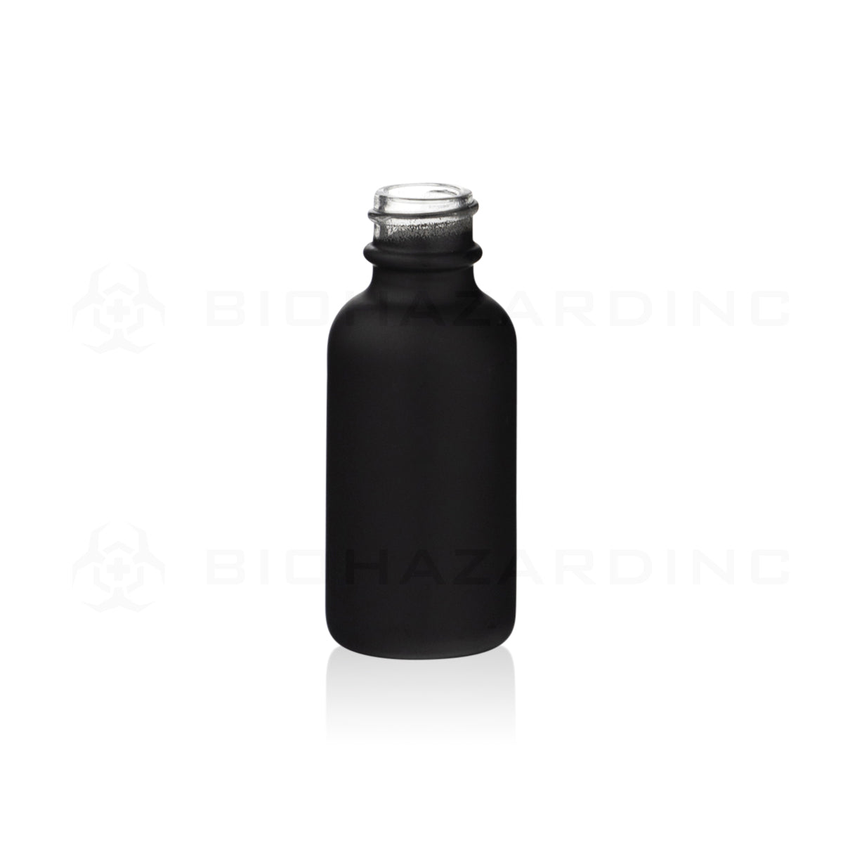 Glass Bottle | Boston Round Glass Bottles Opaque Black | 20mm - 1oz - 120 Count Glass bottles Biohazard Inc   