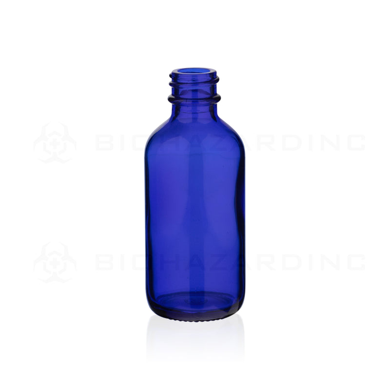 Glass Bottle | Boston Round Bottles Cobalt Blue | 18mm - 2oz - 240 Count Glass bottles Biohazard Inc   