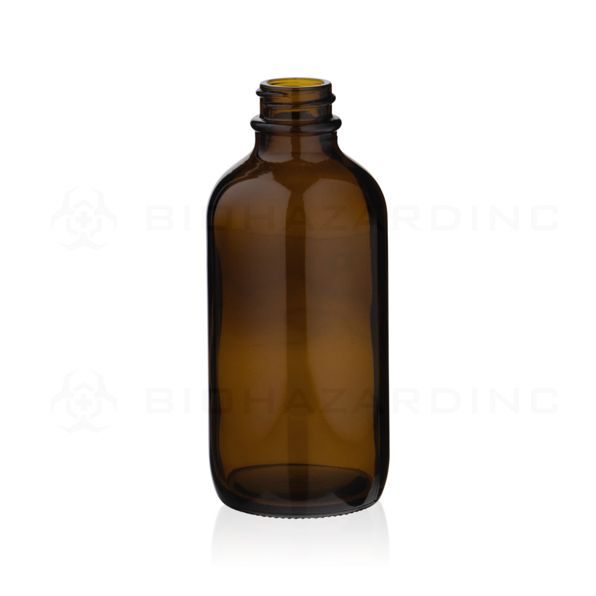 Glass Bottle | Boston Round Bottles Amber | 22mm - 4oz - 128 Count Glass bottles Biohazard Inc   