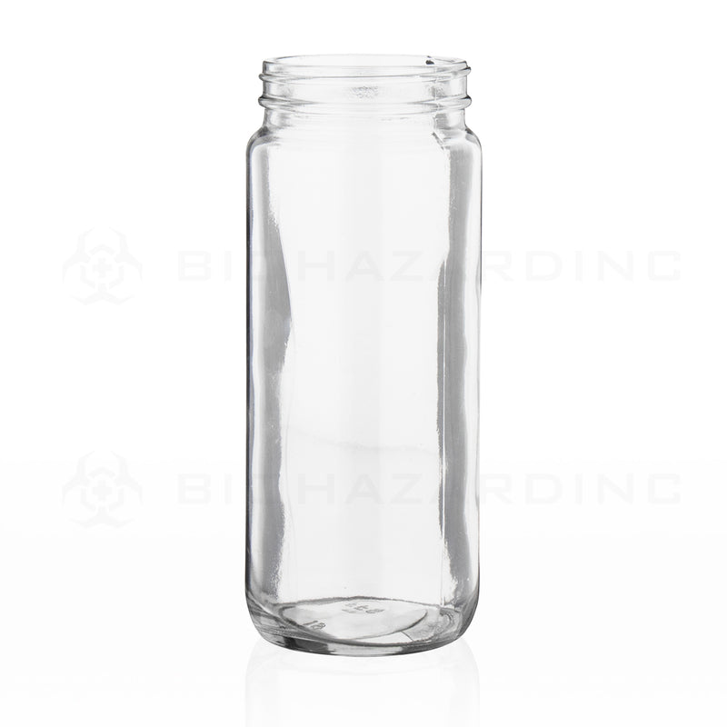 Glass Jar | Straight Sided Tall Glass Jar - Clear | 63mm - 16oz - 12 Count Glass Jar Biohazard Inc   