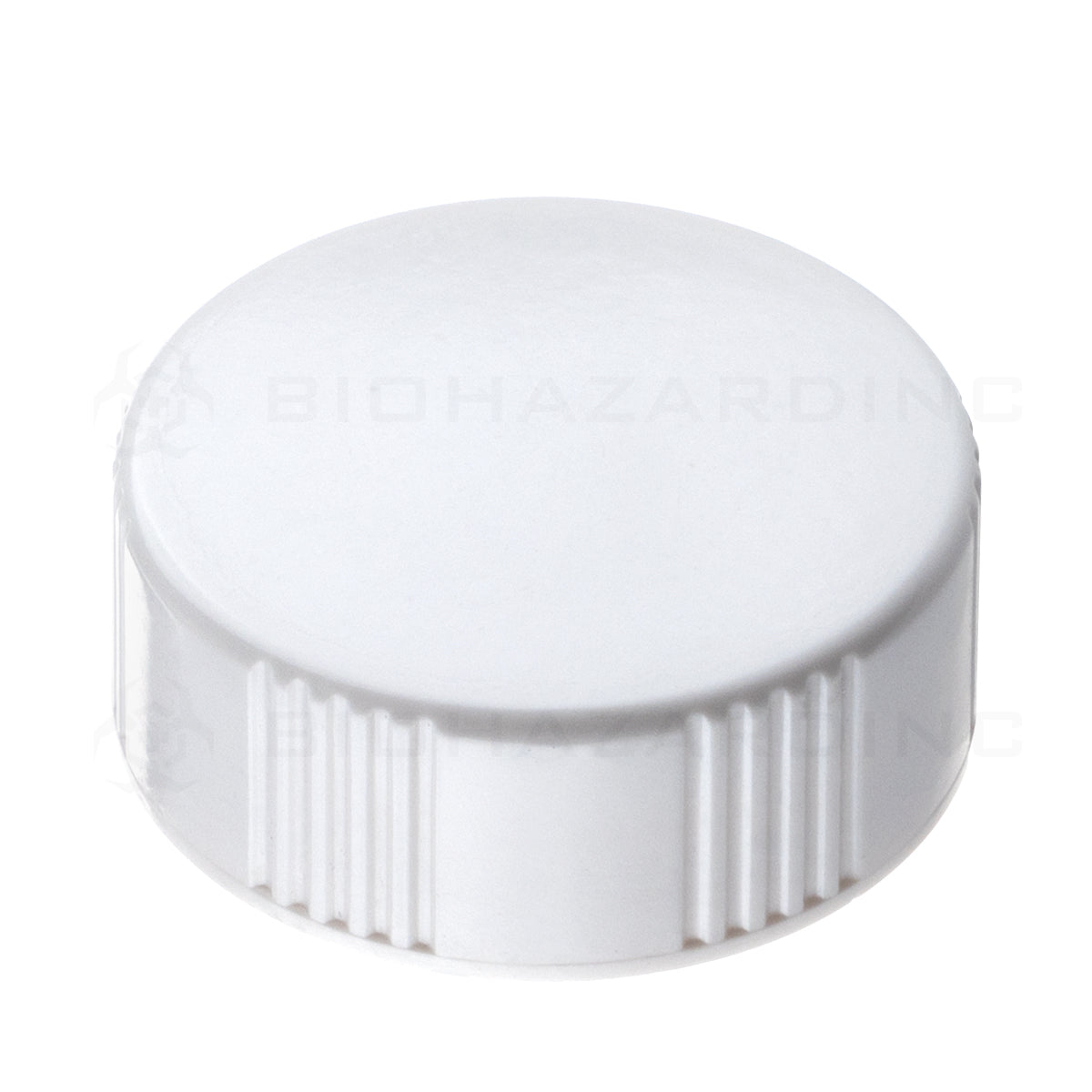 Child Resistant | Plastic Caps | 28mm - Gloss White - 126 Count Child Resistant Cap Biohazard Inc   