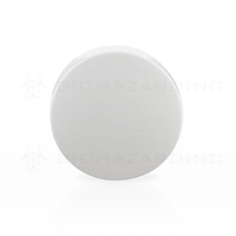 Child Resistant | Unlined Plastic Caps | 53mm - Gloss White - 120 Count Cap Biohazard Inc   