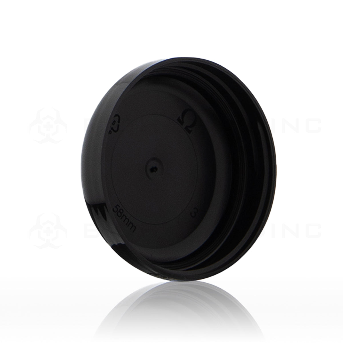 Plastic Cap | Unlined Plastic Half Dome Cap | 58mm - Gloss Black Cap Biohazard Inc   