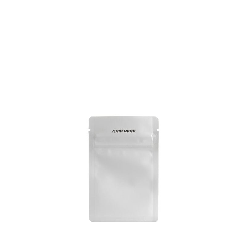 Child Resistant & Tamper Evident | Matte White Mylar Bags | Various Sizes Child Resistant Mylar Bag Biohazard Inc 1g - 1000 Count  