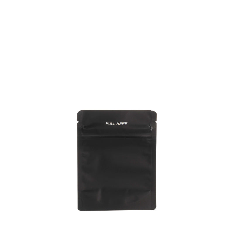 Child Resistant & Tamper Evident | Matte Black Mylar Bags | Various Sizes Child Resistant Mylar Bag Biohazard Inc 3.5g - 1/8oz - 1000 Count  