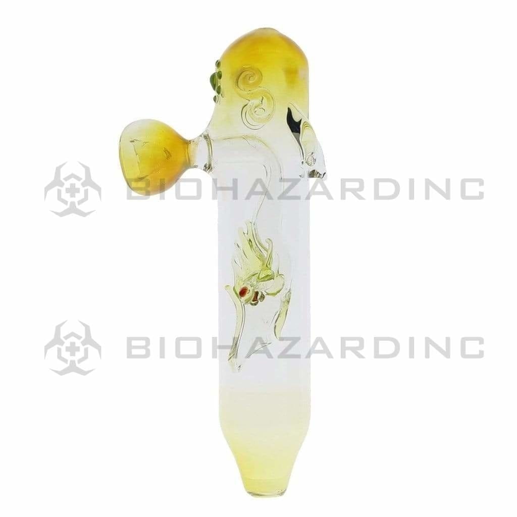Hand Pipe | Illuminati Dragon Steamroller | 8" - Glass - Yellow Steamroller Pipe Biohazard Inc   