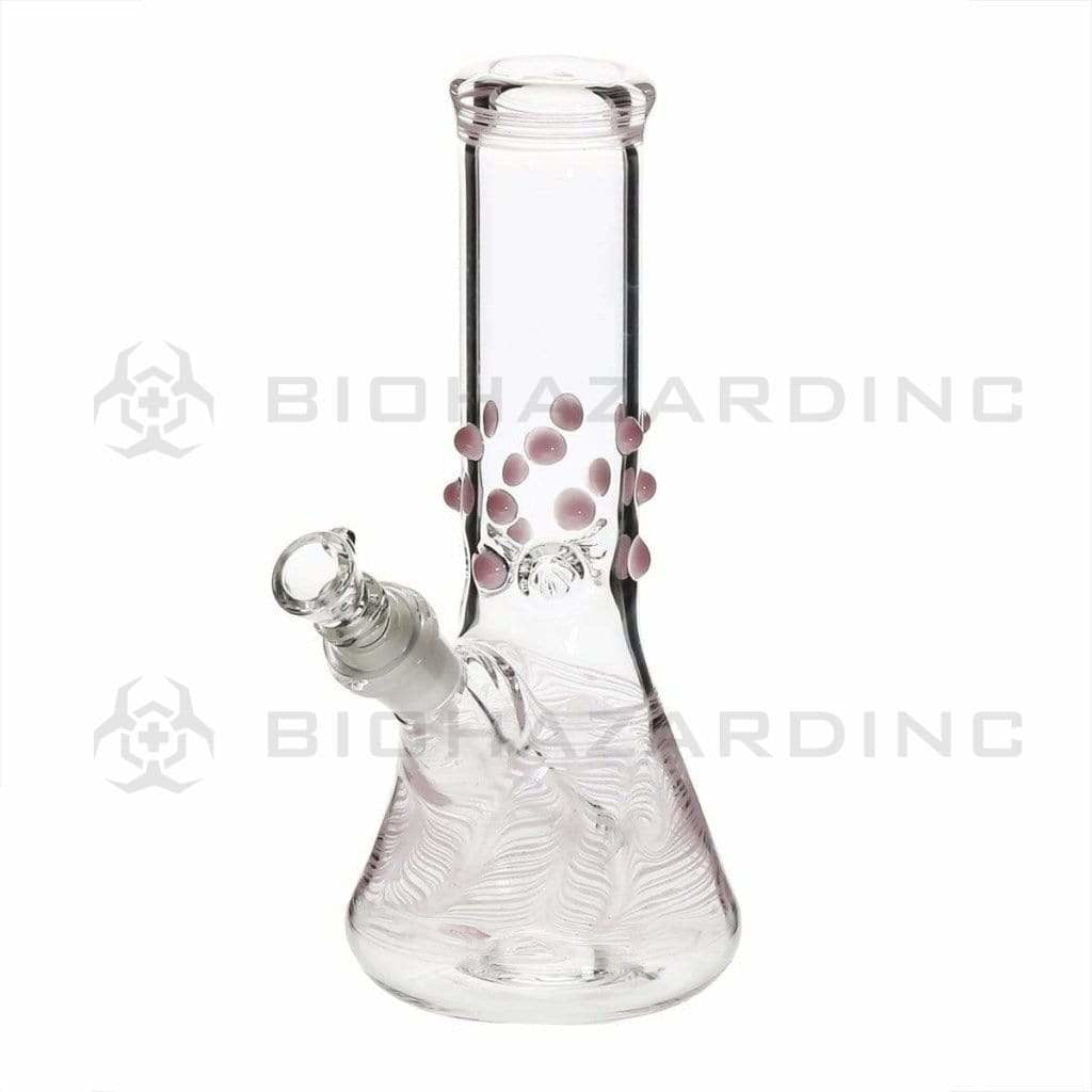 Wrap & Rake | Artistic w/ Marbles Beaker Water Pipe | 8" - 14mm Glass Bong Biohazard Inc Pink  