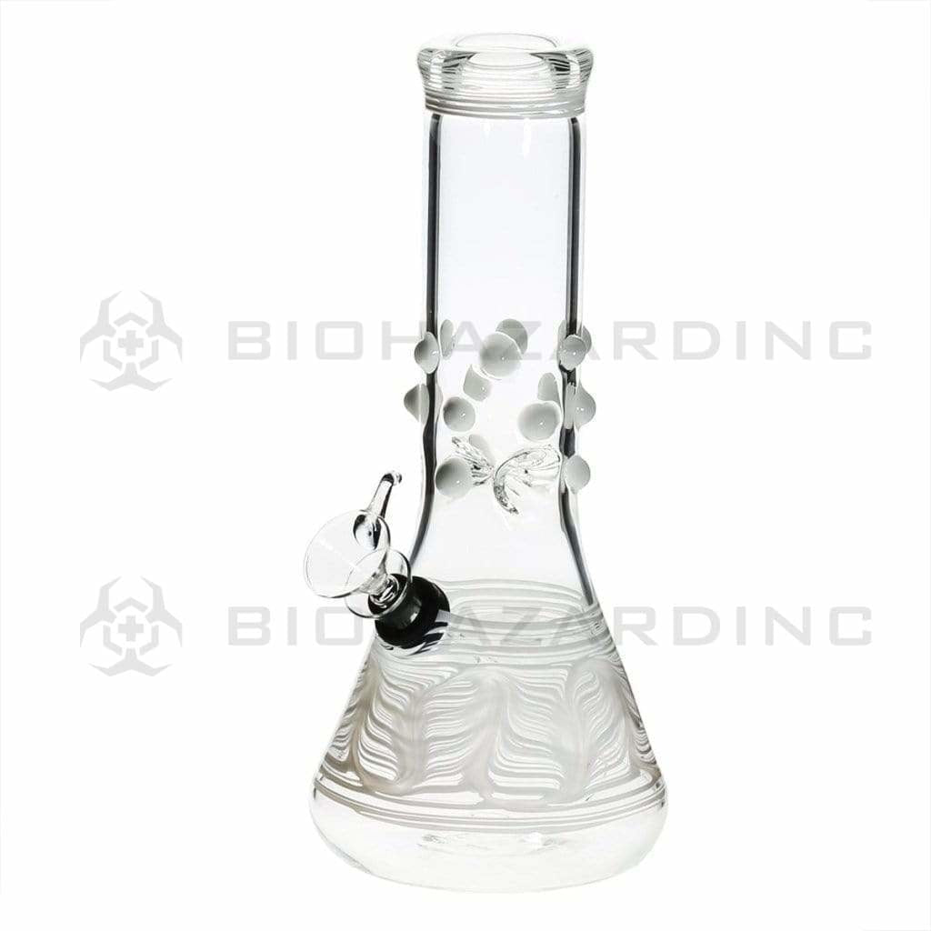 Wrap & Rake | Marbled Beaker Water Pipe | 8" - Slide - Various Colors Glass Bong Biohazard Inc White  