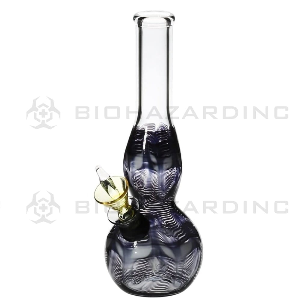 Wrap & Rake | Artistic Bulge Water Pipe w/ Slider Bowl | 8" - Slide - Various Colors Glass Bong Biohazard Inc Black  