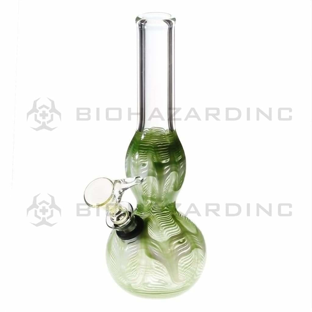 Wrap & Rake | Artistic Bulge Water Pipe w/ Slider Bowl | 8" - Slide - Various Colors Glass Bong Biohazard Inc Green  