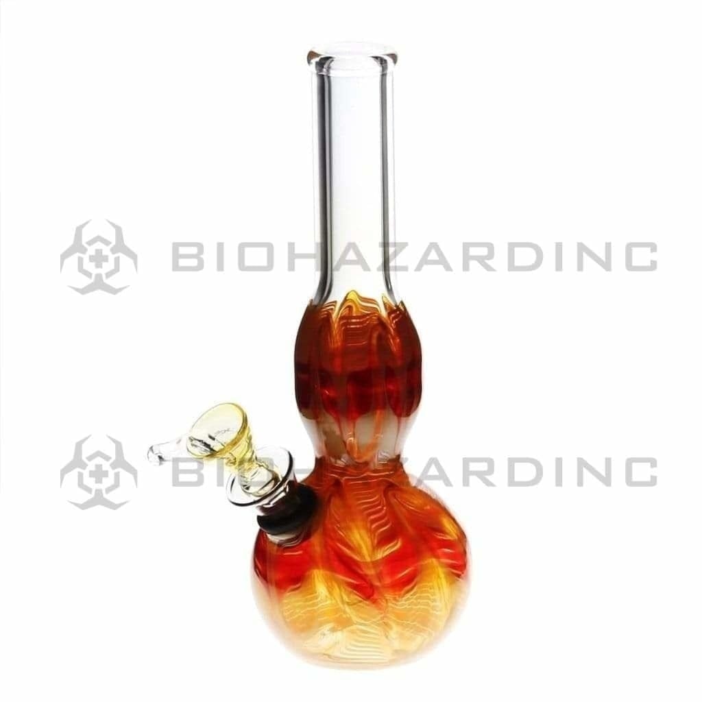 Wrap & Rake | Artistic Bulge Water Pipe w/ Slider Bowl | 8" - Slide - Various Colors Glass Bong Biohazard Inc Red  