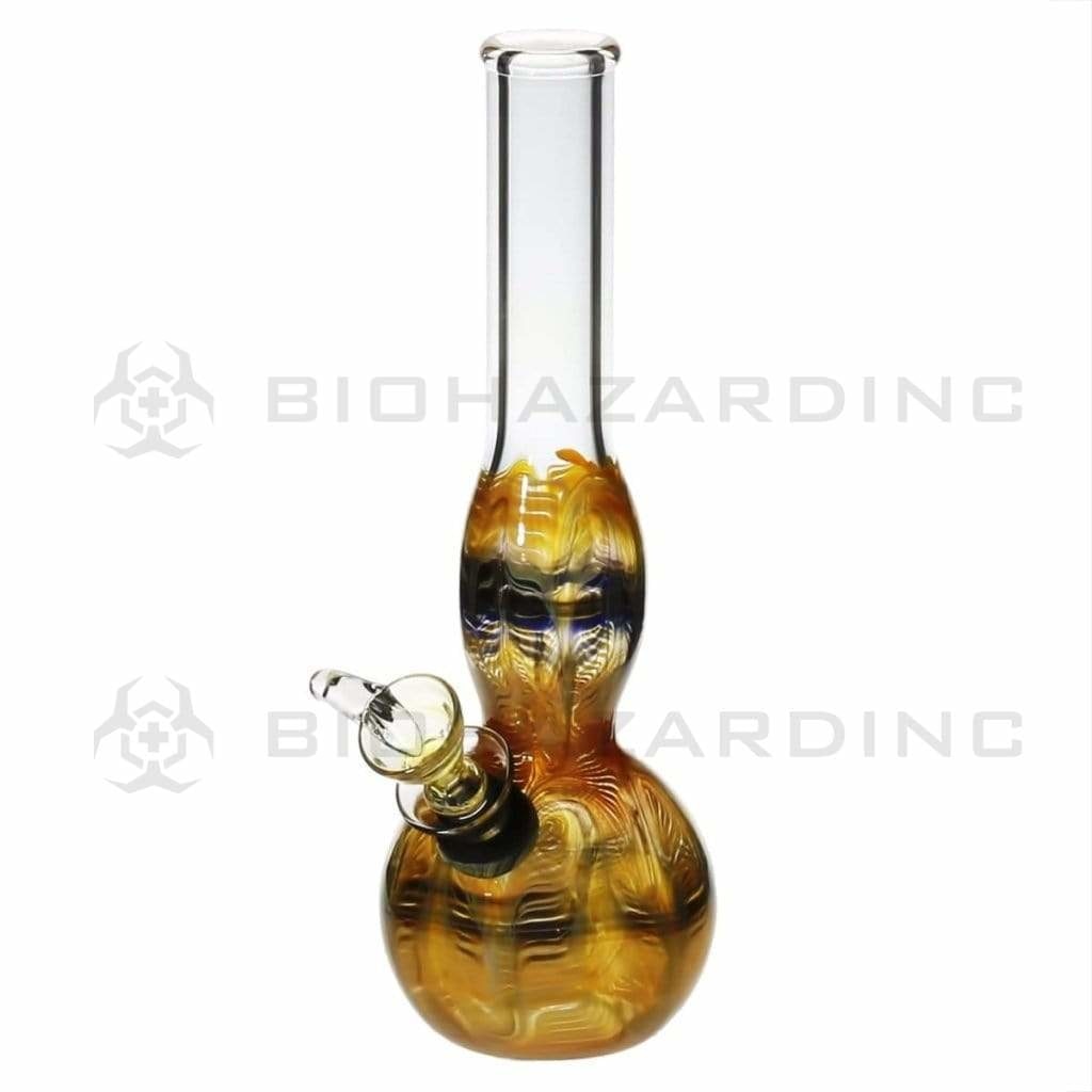 Wrap & Rake | Artistic Bulge Water Pipe w/ Slider Bowl | 8" - Slide - Various Colors Glass Bong Biohazard Inc Yellow  